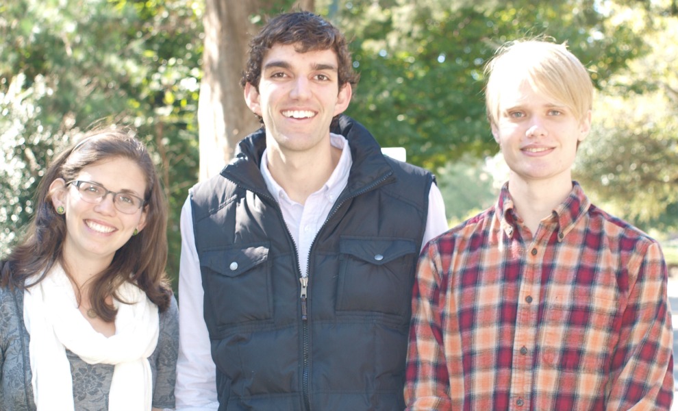 Caitlin Clements '11, Bert Cortina '11 and Nick Schmedding '12